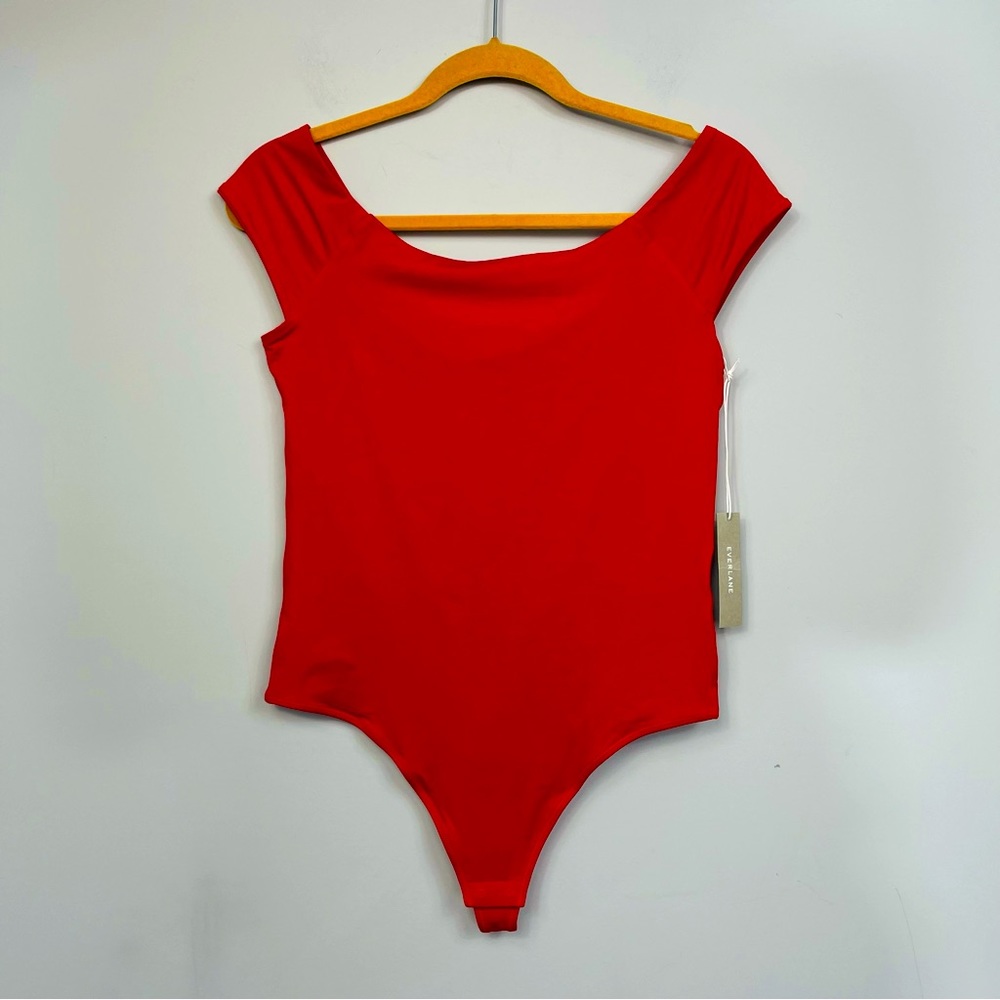 EVERLANE The Off the Shoulder Bodysuit In Scarlet Red NWT Thong  M - Picture 4 of 10